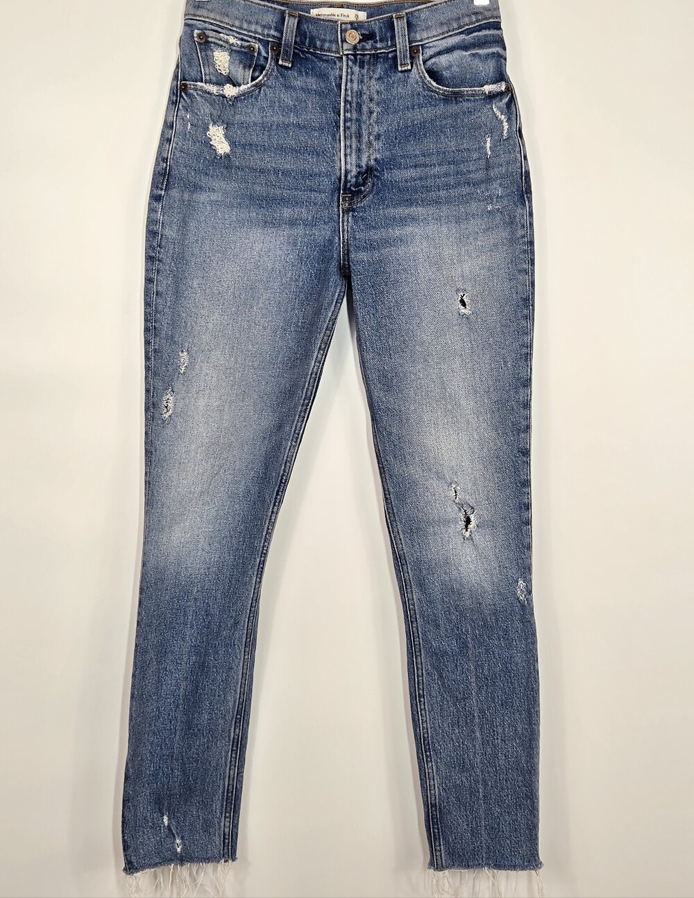 Abercrombie & Fitch Long High Rise Skinny Jean Distressed Raw Hem 26 2 Long